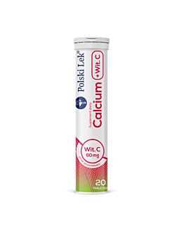 Calcium z Witaminą C, Smak poziomkowy, Tabletki musujące