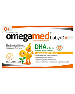 Omegamed Baby+D, DHA+Witamina D 400 IU dla niemowląt i dzieci, Kapsułki twist-off