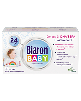 Bioaron Baby, Omega 3 + Witamina D dla dzieci od 24. miesiąca życia, Krople wyciskane z kapsułki