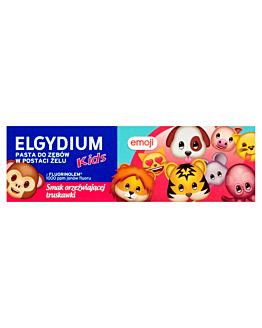 Elgydium Emoji Kids Pasta do zębów dla dzieci o smaku orzeźwiającająca truskawka 3-6 lat