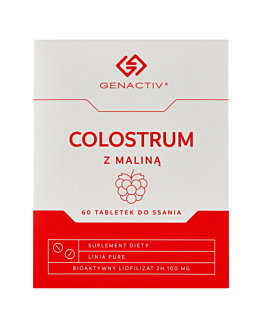 Genactiv Colostrum z Maliną Preparat wzmacniający odporność Tabletki do ssania