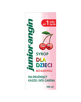 Junior-angin, Syrop na kaszel i gardło dla dzieci od 1. roku życia, Smak czereśniowy