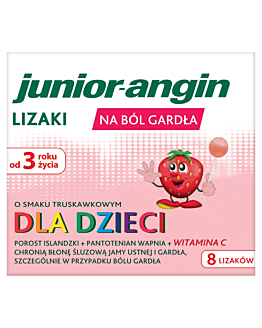 Junior-angin, Lizaki na ból gardła dla dzieci od 3. roku życia, Smak truskawkowy