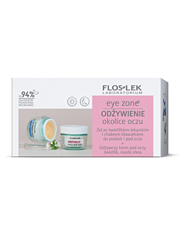 Floslek Eye Zone zestaw żel ze świetlikiem lekarskim i chabrem bławatkiem do powiek i pod oczy, 10g + odżywczy krem pod oczy ze świetlikiem i masłem shea, 15ml