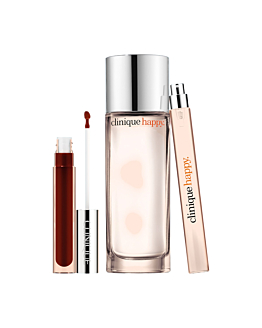 Clinique Happy Zestaw: woda perfumowana + perfumetka travel size + błyszczyk