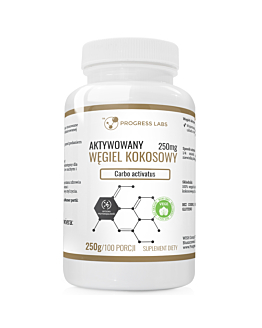 Progress Labs Węgiel kokosowy aktywowany 250 mg produkt wegański opakowanie: 250 g