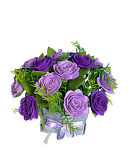 Habarri Kwiaty w koszyku - flower box DIY - Róże fioletowe