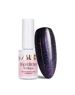 AlleLac Top Hybrydowy Glitter No Wipe Bez Przemywania Glow Z Kawałkami Drobinkami Brokatem 7g