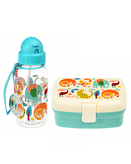 Rex London Zestaw bidon + lunchbox, Dzikie Zwierzęta 