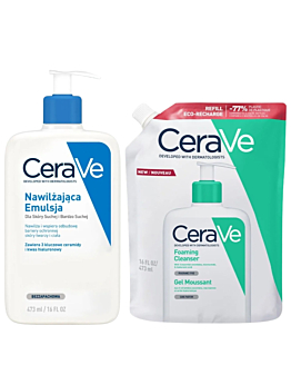Cerave Zestaw: Żel oczyszczający Refill 473ml + Nawilżająca emulsja 473ml