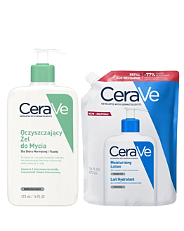 Cerave Set: Emulsione idratante Refill 473 ml + Gel detergente 473 ml