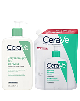 Cerave Zestaw: Żel oczyszczający 473ml + Żel oczyszczający Refill 473ml