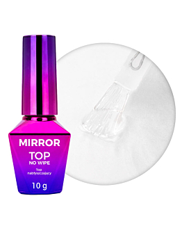 MollyNails Mirror Top Nabłyszczający No Wipe Do Wcierania Pyłków Clear 10 g