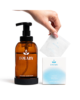 Folaby zestaw: mydło do rąk w pianie + szklana butelka – neutral (4 szt., 1000ml)