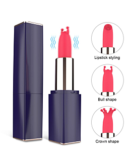 S-HANDE Lipstick dyskretny wibrator w etui z wymiennymi końcówkami z 9 trybami wibracji Black
