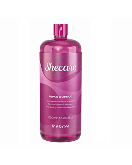 Inebrya Shecare Repair Shampoo rozświetlająco-naprawczy szampon do włosów zniszczonych zabiegami chemicznymi, 1000ml