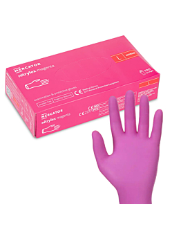 Mercator Rękawiczki Jednorazowe Nitrylowe Diagnostyczne i Ochronne Magenta Rozmiar L 100 szt.