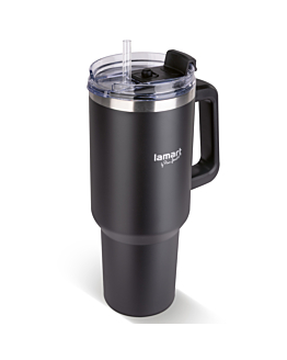 Lamart Kubek Termiczny ze słomką HUGE LT4091 Stal Nierdzewna Czarny 900 ml