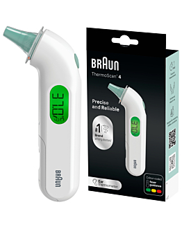 BRAUN IRT3515 THERMOSCAN 4 Termometr douszny z alarmem gorączki, pomiar w 1 sekundę