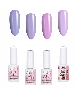 Allelac Zestaw Spring Thing 4x5 g Lakier Hybrydowy Do Paznokci Wiosna Pastele Lilie Fiolet