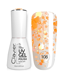 Clavier Luxury lakier hybrydowy z drobinkami holograficznymi 108 Orangeade, 10ml