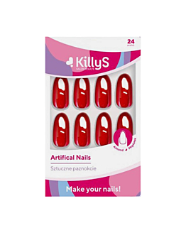 Killys Sztuczne paznokcie Artificial Nails Czerwone Błysk Migdałki