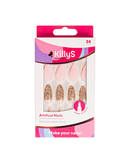 Killys Sztuczne paznokcie Stiletto Golden Glitter French