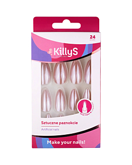 KillyS Sztuczne paznokcie Long Almond Cosmic Pink Metallic 24 szt.