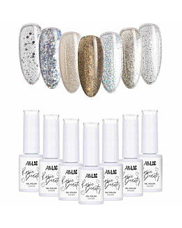 AlleLac Rosie Beauty Zestaw Świąteczny Brokatowy 7 Lakierów Hybrydowych Do Paznokci 6g