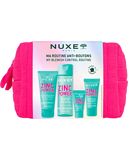 Nuxe Zestaw Zinc Power: Serum 5ml + Żel oczyszczający 30ml + Tonik 50ml + Krem 15ml + Kosmetyczka