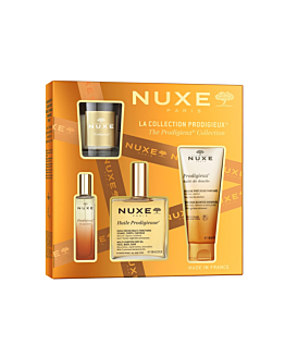 Nuxe zestaw Kultowy Prodigieux: Olejek 100ml + Perfumy 15ml + Olejek pod prysznic 100ml + Świeca