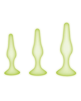 Whipsmart Glow In The Dark Silicone Anal Training zestaw świecących w ciemności korków analnych White