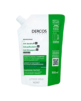 Vichy Dercos Szampon przeciwłupieżowy do włos&oacute;w normalnych i przetłuszczających się Refill, 500 ml