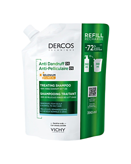 Vichy Dercos DS Szampon przeciwłupieżowy do włosów normalnych i przetłuszczających się Refill, 390 ml