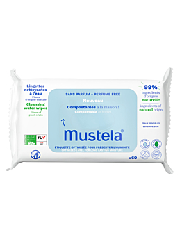 Mustela  Kompostowalne chusteczki oczyszczające z wodą, 60sztuk