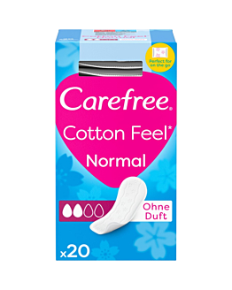 Carefree Cotton Feel Salvaslip confezionati singolarmente, inodori, 20 pezzi.