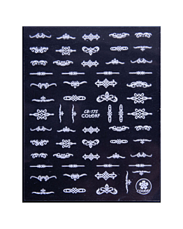 Allepaznokcie Naklejki Do Paznokci Cienkie Samoprzylepne Wzory Ornamenty CB-175 Białe