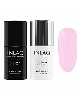 INLAQ Mleczny Top Hybrydowy, 6 ml + Baza Hybrydowa, 6 ml