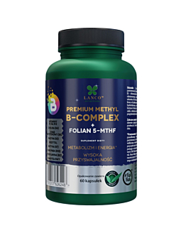 Lanco Nutritions Witaminy B Complex Premium + kwas foliowy 5-MTHF, 60 kaps.