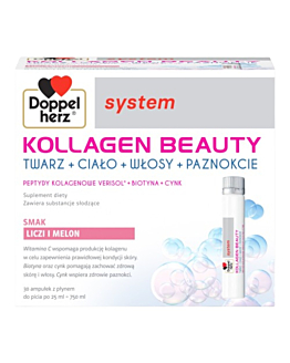 Doppelherz System Kollagen Beauty Smak Liczi i Melon Płyn, 30 amp. po 25 ml