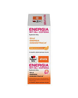 Doppelherz Shots Energia Wit. B12+Kofeina Płyn, 10 amp. x 25 ml