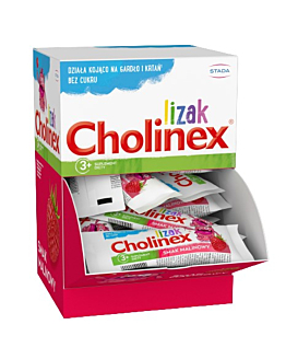 Cholinex Lizak, Preparat na gardło dla dzieci od 3. roku życia, Smak malinowy