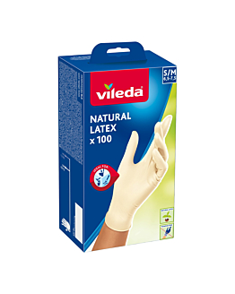 Vileda Rękawice lateksowe Natural Latex S/M 100 szt.