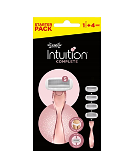 Wilkinson Intuition Complete Rasoio con testine di ricambio per donne, Manico + 4 testine