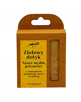 Miabox Ziołowy Dotyk Szare mydło potasowe rumiankowe. Mydło Potasowe Naturalne z Ziołami – Ręcznie Robione, Kostka