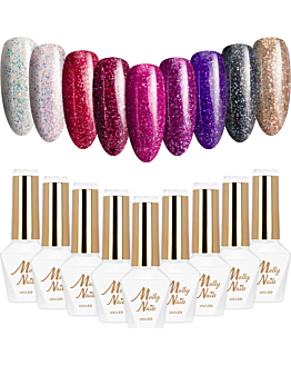 MollyNails Spotlight Zestaw 9 Lakierów Hybrydowych Do Paznokci 8g