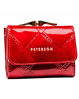 PETERSON mała portmonetka damska na bigiel elegancka czerwona