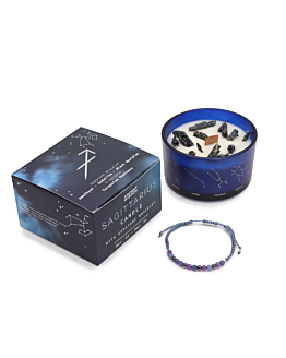 Ancient Wisdom Świeca Zodiak z Bransoletką z Kamieni - Strzelec