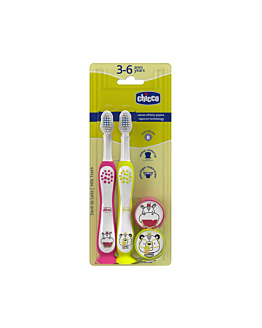 Chicco Szczoteczka do zębów 3-6l Hippo i Panda 2szt.