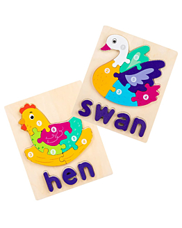 Habarri Puzzle drewniane - Kura i Łabędź - Hen &  Swan